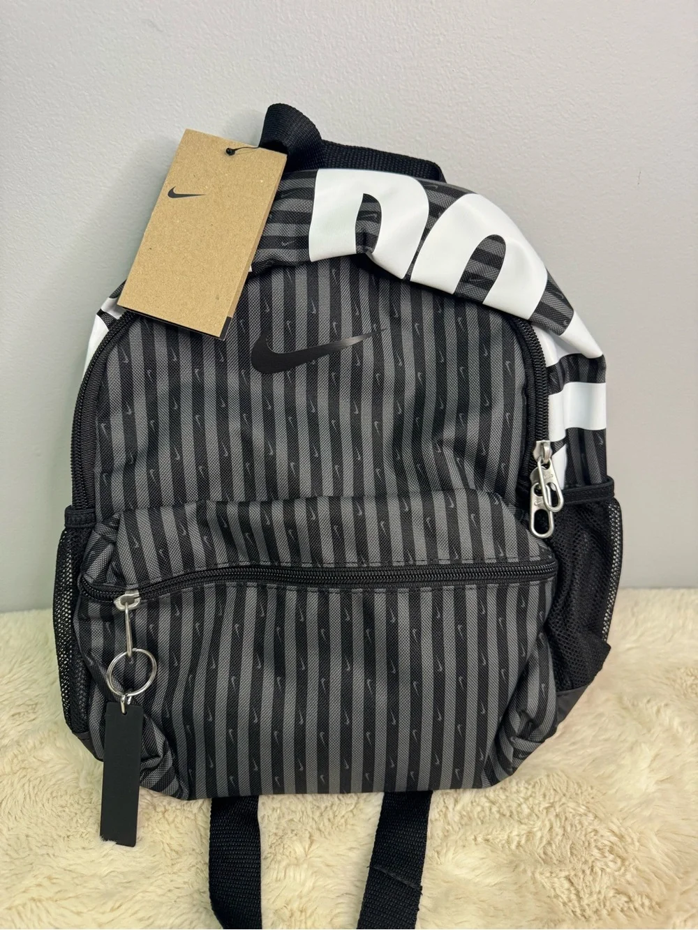 Nike Black & Gray Striped Backpack
